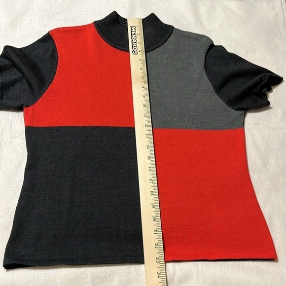 Tahari Vintage Short‎ Sleeve Turtleneck Sweater Colorblock  Womens Size 14 - Picture 6 of 10